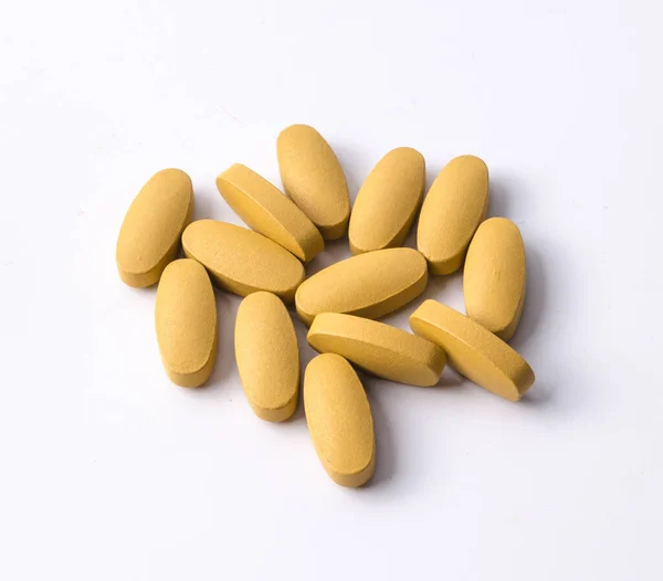 Vitamine Pillen Witte Achtergrond — Stockfoto
