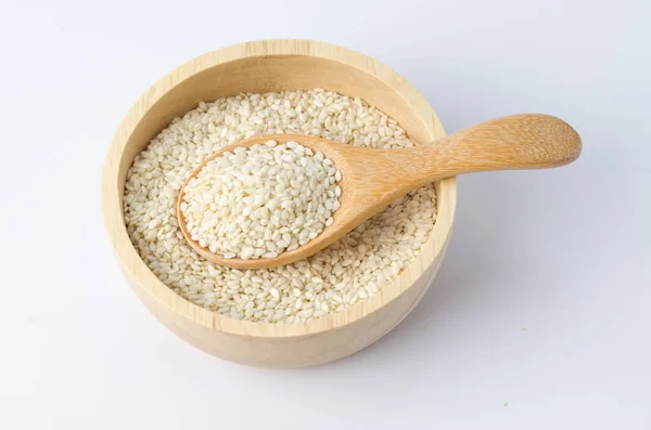 Sesame Seeds Wooden Spoon — Stock Photo, Image