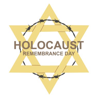 January 27 memorial day. World War II Remembrance Day. Yellow Star of David used Ghetto and Concentration Camps, barbed wire clipart