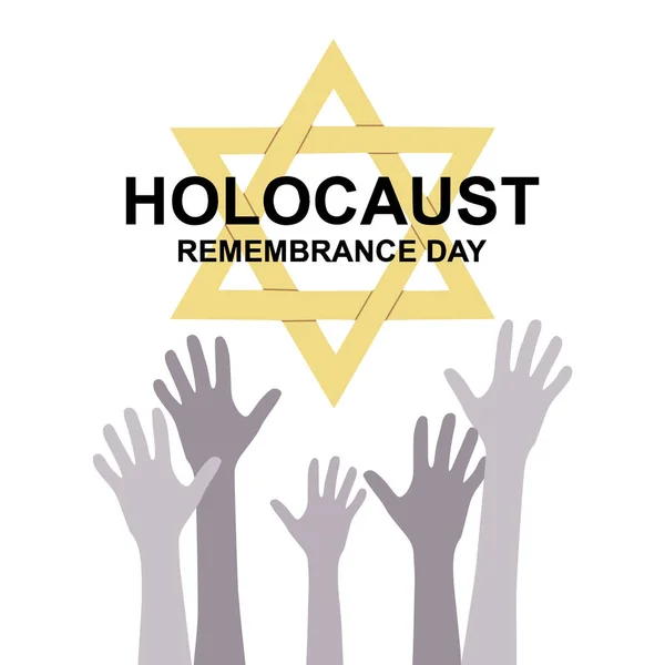 27 Ocak Anma Günü. 2. Dünya Savaşı Anma Günü. Davut 'un Sarı Yıldızı Getto ve Toplama Kampları' nı ve kurbanların el siluetlerini kullandı..