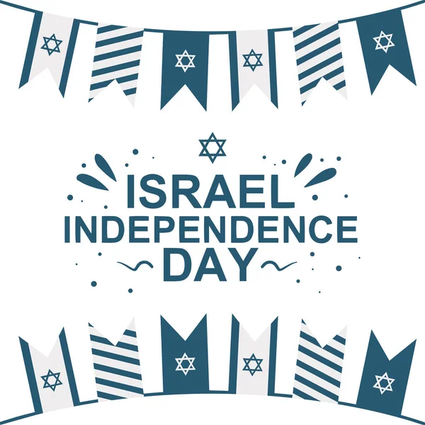 Bandeiras Design Plano Feriado Nacional Dia Independência Israel Com Texto — Vetor de Stock