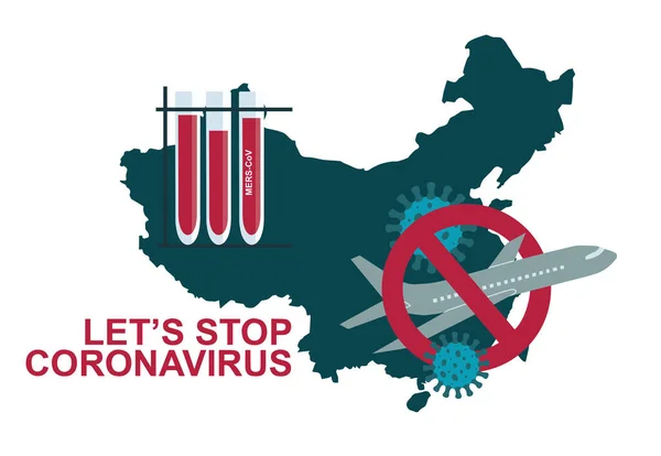 Wuhan seyahat yasağı Coronavirus CoV yüzünden tüm dünyaya yayıldı. Salgın bölgesi. Bilinç kampanyası afişi. Sağlık ve tıp konsepti. Düz vektör illüstrasyonu.