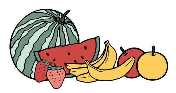 Beyaz arka planda bazı yaz meyveleri