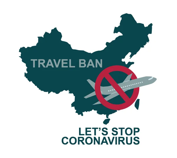 Wuhan seyahat yasağı Coronavirus CoV yüzünden tüm dünyaya yayıldı. Salgın bölgesi. Bilinç kampanyası afişi. Sağlık ve tıp konsepti. Düz vektör illüstrasyonu.