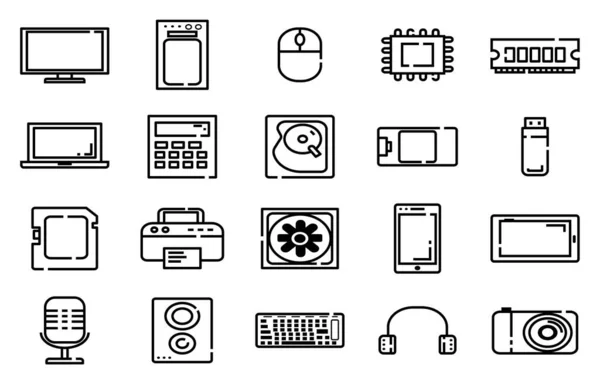 Electornic Iconos Línea Delgada Iconos Contorno — Archivo Imágenes Vectoriales