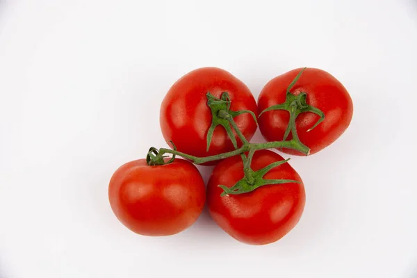 Tomates Rojos Frescos Jugosos Sobre Fondo Blanco Hortalizas Para Ensalada — Foto de Stock