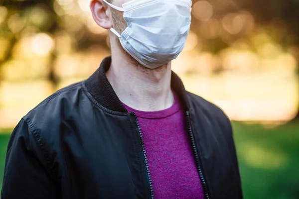 Portrait Mature Man Wearing Protective Mask Walking City Image Face — Stock Photo, Image