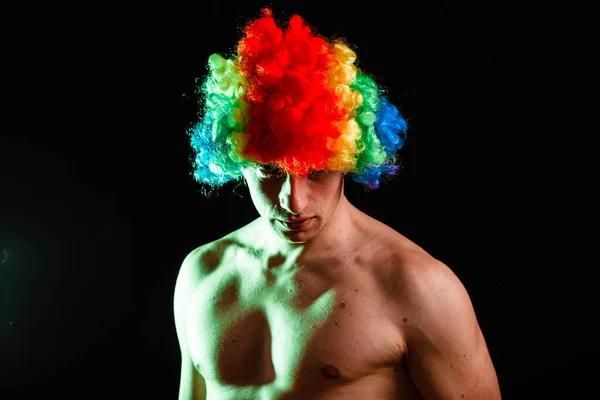 Crazy Clown Clown Crazy Psycho Crazy Man Black Background — Stock Photo, Image