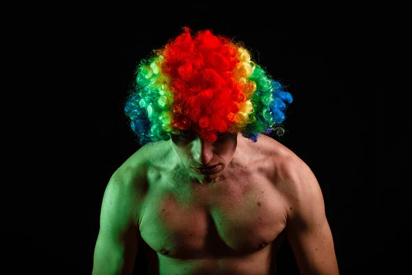 Crazy Clown Clown Crazy Psycho Crazy Man Black Background — Stock Photo, Image