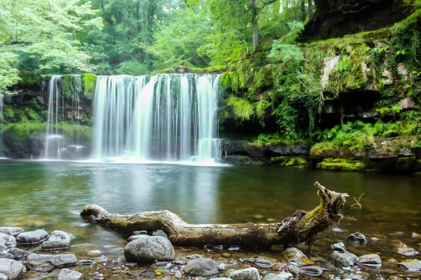 Forest waterfall on a mountain river in Wales, United Kingdom, England — Stock Photo, Image