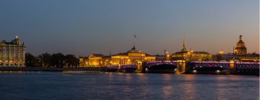 akşam panorama St Petersburg Hermitage, Rusya Federasyonu