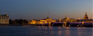 akşam panorama St Petersburg Hermitage, Rusya Federasyonu