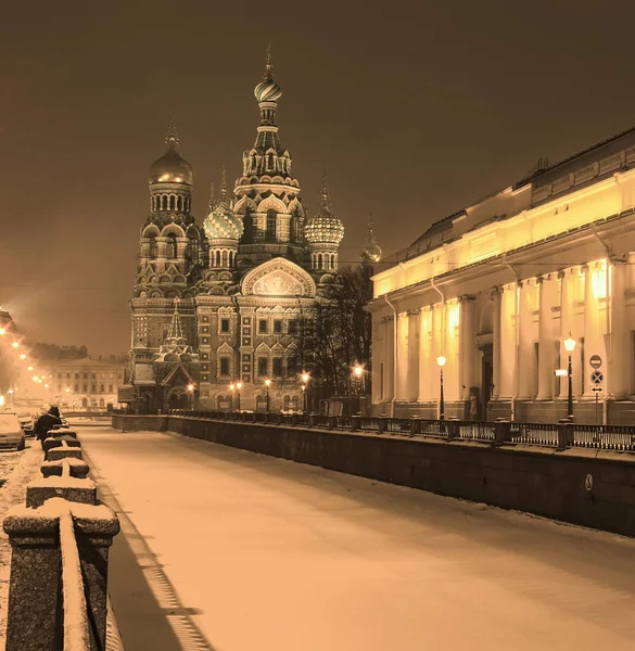 Salvador Sangue Derramado Luz Noite São Petersburgo Rússia — Fotografia de Stock