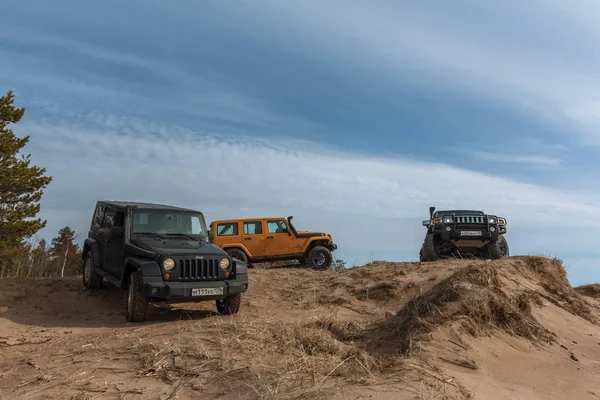 Região Leningrado Rússia Abril 2017 Jeep Wrangler Road Região Leningrado — Fotografia de Stock