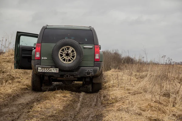 Leningrad Regio Rivier Tosno Rusland Maart 2017 Road Reis Hummer — Stockfoto