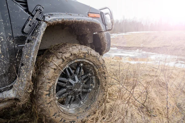 Región Leningrado Río Tosno Rusia Marzo 2017 Road Trip Hummer — Foto de Stock