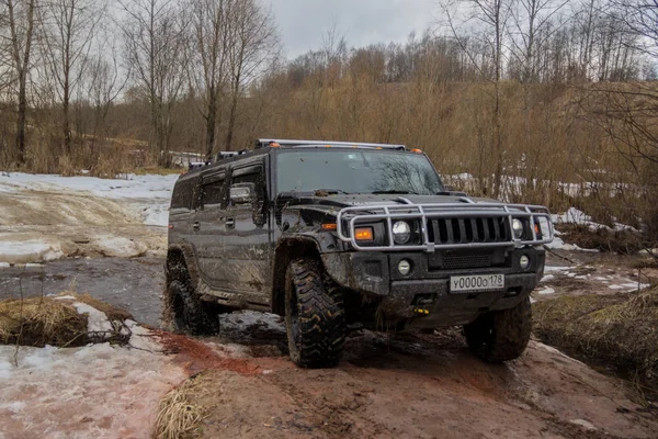 Leningrad Region Nehir Tosno Rusya Federasyonu Mart 2017 Yol Çelme — Stok fotoğraf