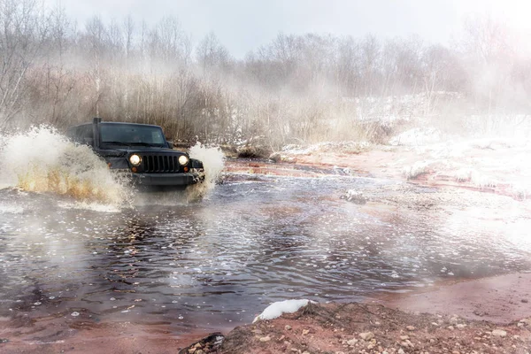 Región Leningrado Rusia Noviembre 2016 Jeep Wrangler Bosque Wrangler Suv — Foto de Stock