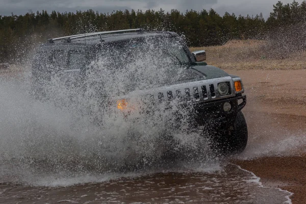 Región Leningrado Rusia Abril 2017 Hummer Playa Del Golfo Finlandia — Foto de Stock