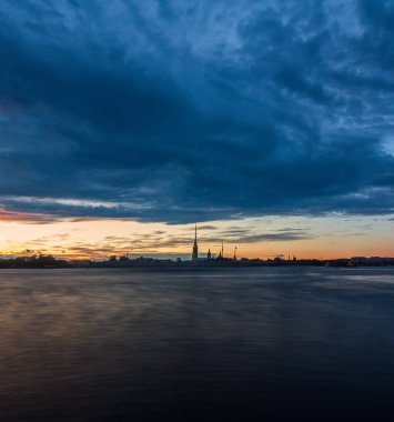 Sunrise, St. Petersburg, Rusya. alacakaranlık, St Petersburg