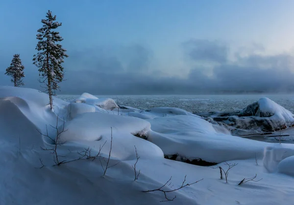 Winter Het Ladogameer Karelië Rusland — Stockfoto