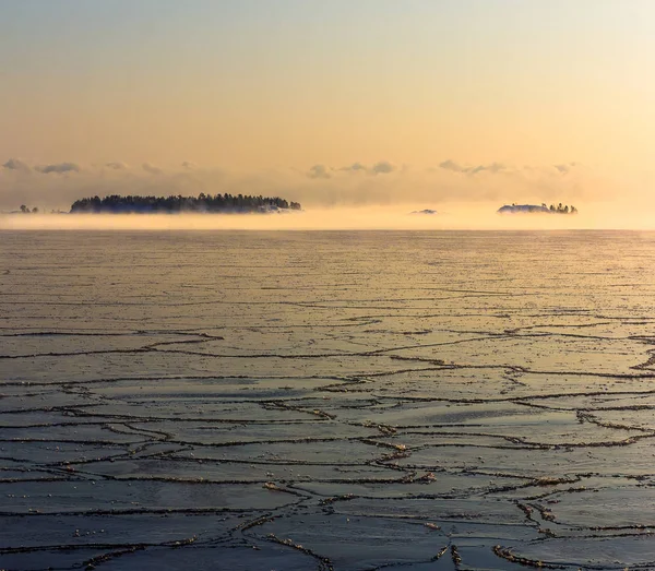 Invierno Lago Ladoga Karelia Rusia — Foto de Stock