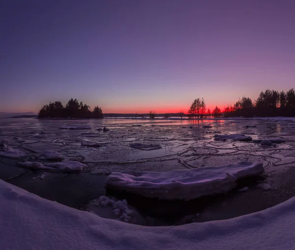 Gölde Buz Gibi Akşam Ladoga Gölü Karelya — Stok fotoğraf