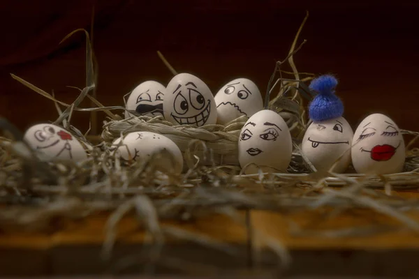 eggs with funny faces