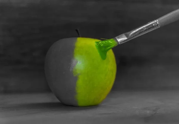 Concept Créatif Avec Pomme Verte — Photo