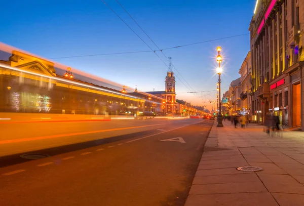 Nevsky Prospecto Noche San Petersburgo Rusia — Foto de Stock