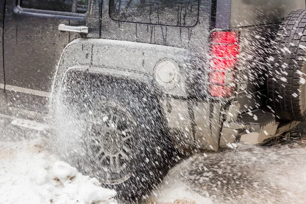 Véhicules Hors Route Dans Champ Hiver — Photo