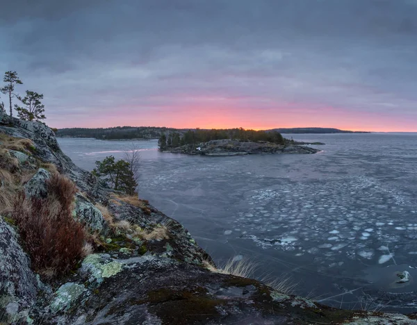 Spring Dawn Lake Ladoga Karelia Russia — Stock Photo, Image