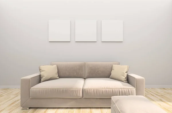 Paintings White Wall Sofa — Stock Photo, Image