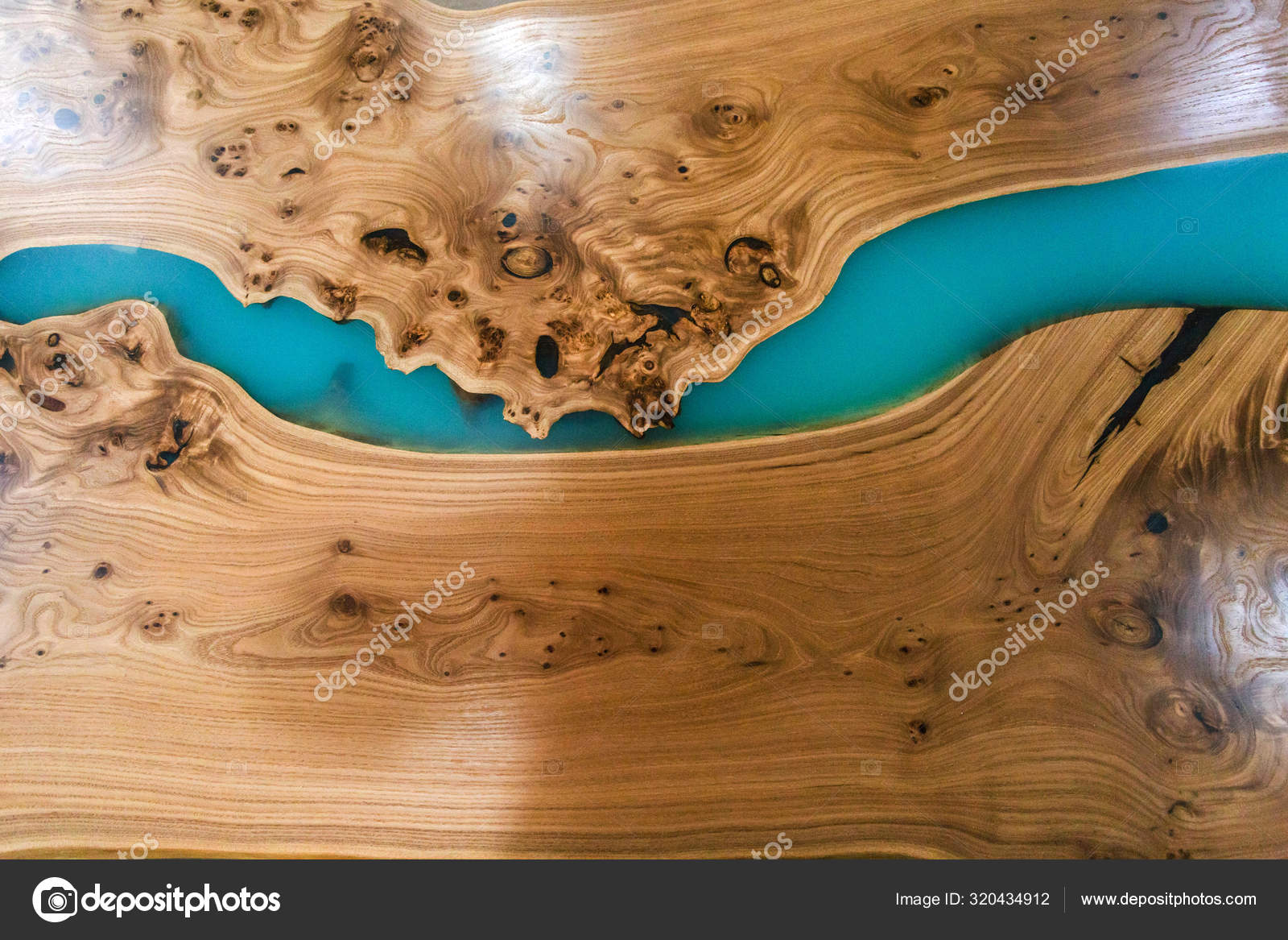 Large Wooden Slab Table Beautiful Modern Table Stock Photo by ©Pashtett