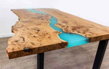 large wooden slab table, beautiful modern table clipart