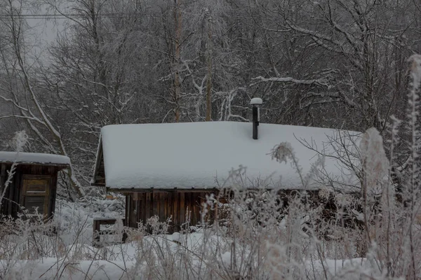 Invierno Pueblo Karelian Rusia — Foto de Stock