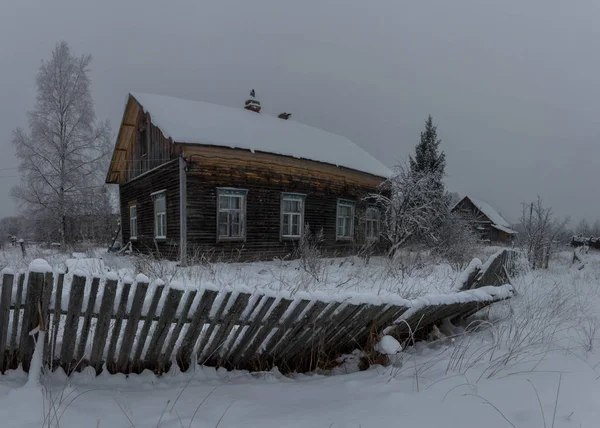 Invierno Pueblo Karelian Rusia — Foto de Stock