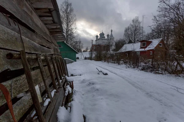 Χειμώνας Στο Ρωσικό Χωριό Ρωσία — Φωτογραφία Αρχείου