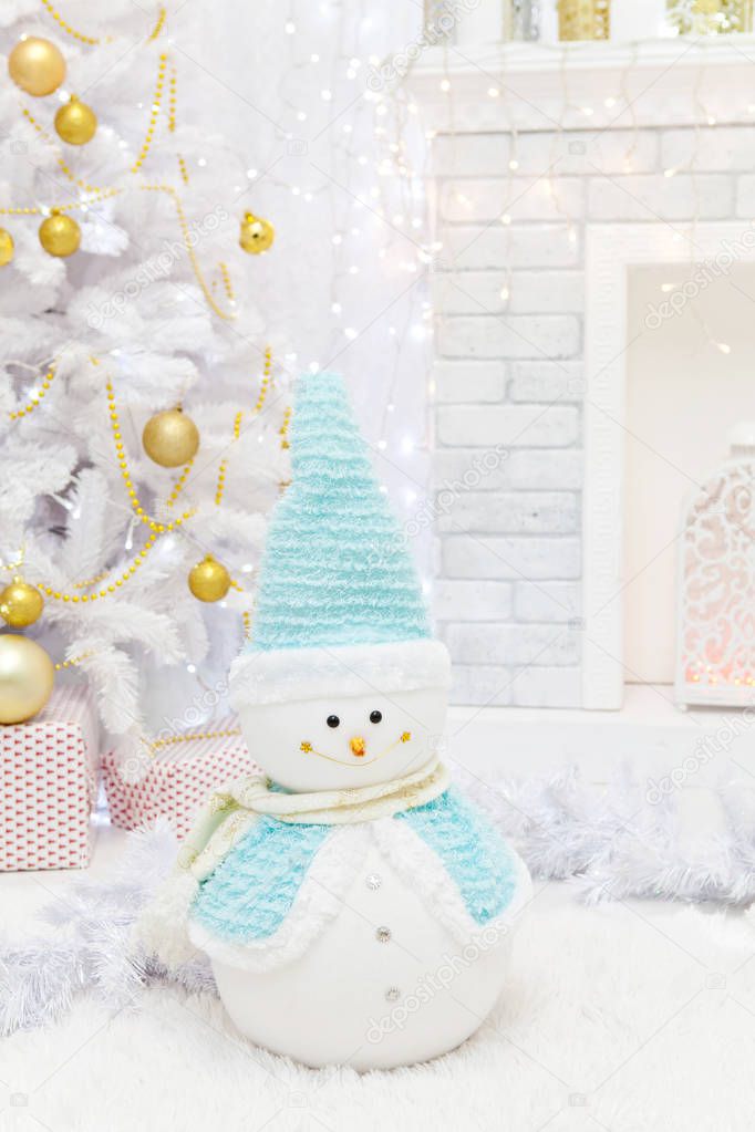 Decorative Christmas snowman in the interior
