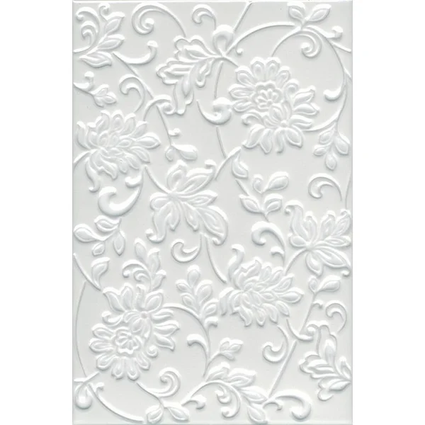 Carreaux Céramique Motifs Fleurs Fond Abstrait Blanc — Photo