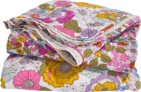 Одеяло Узорами Цветов Изолированы Белом Фоне — стоковое фото
