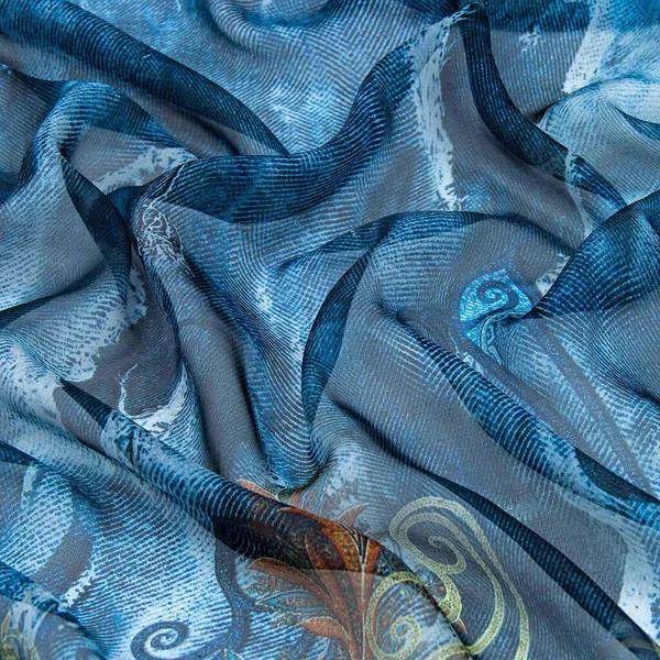 Синя Шовкова Тканина Текстури Фону — стокове фото