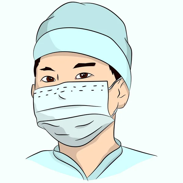 中国の医師 コロナウイルス 先生の顔 — ストックベクタ