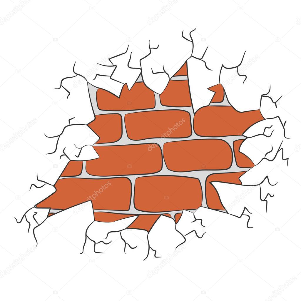 Vector illustration of a damaged brick wall.