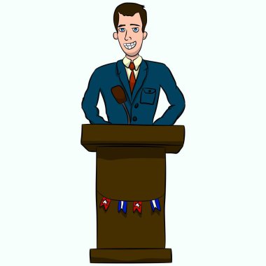 The man on the stage. Vector drawing. clipart