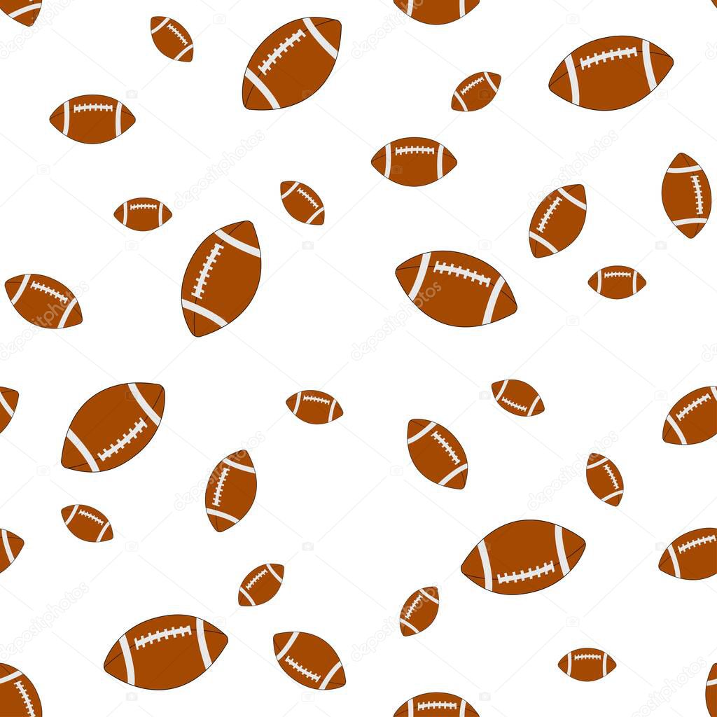 Seamless pattern with american football ball. Vector drawing.