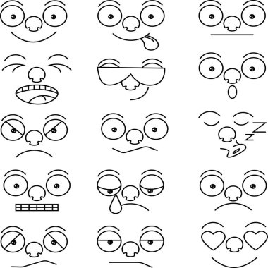 Vektör çizimi düz tasarım. Gülümseme seti.