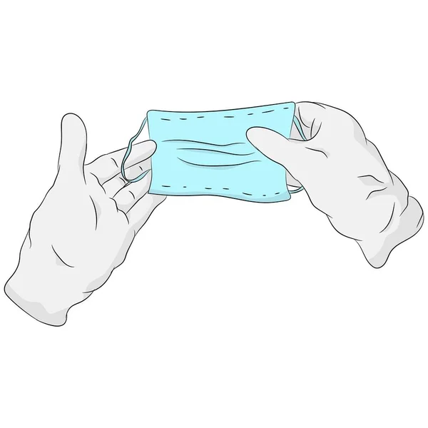 Illustration Vectorielle Design Plat Masque Médical Avec Gants — Image vectorielle