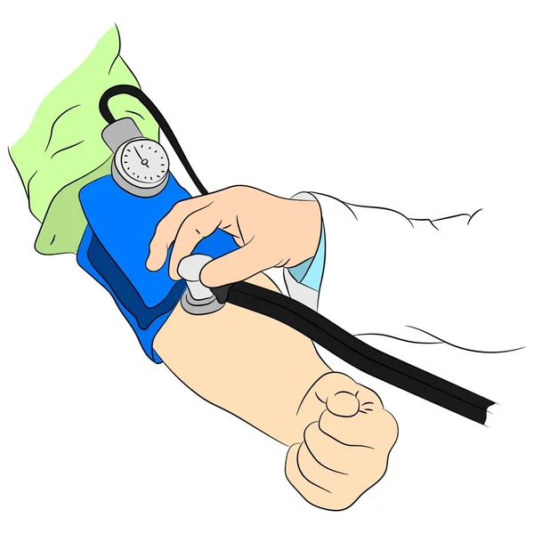 Vektör çizimi düz tasarım. Bir tonometre basıncı ölçer.