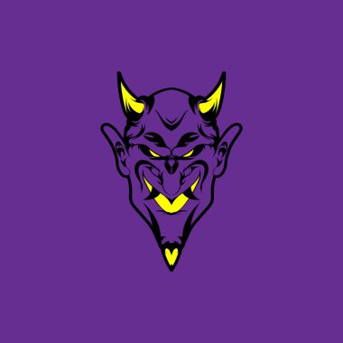 Mor Şeytan Kafa İllüstrasyonu, Boynuzlu Şeytan